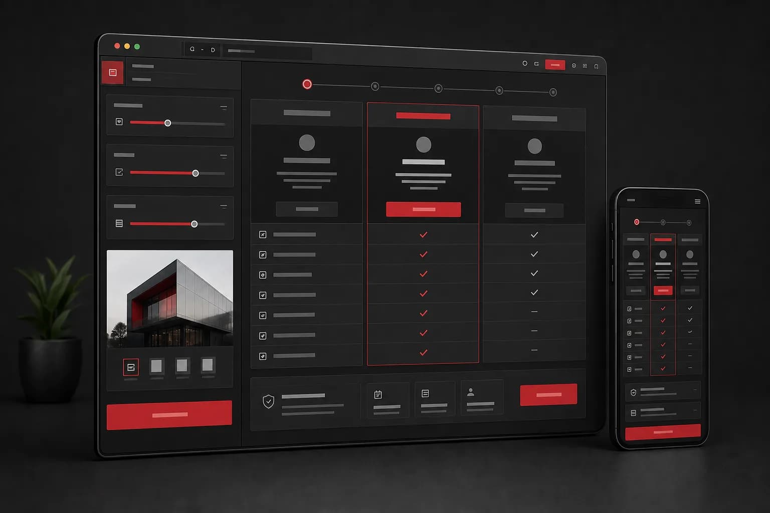 A minimal product interface comparing clear service pricing options
